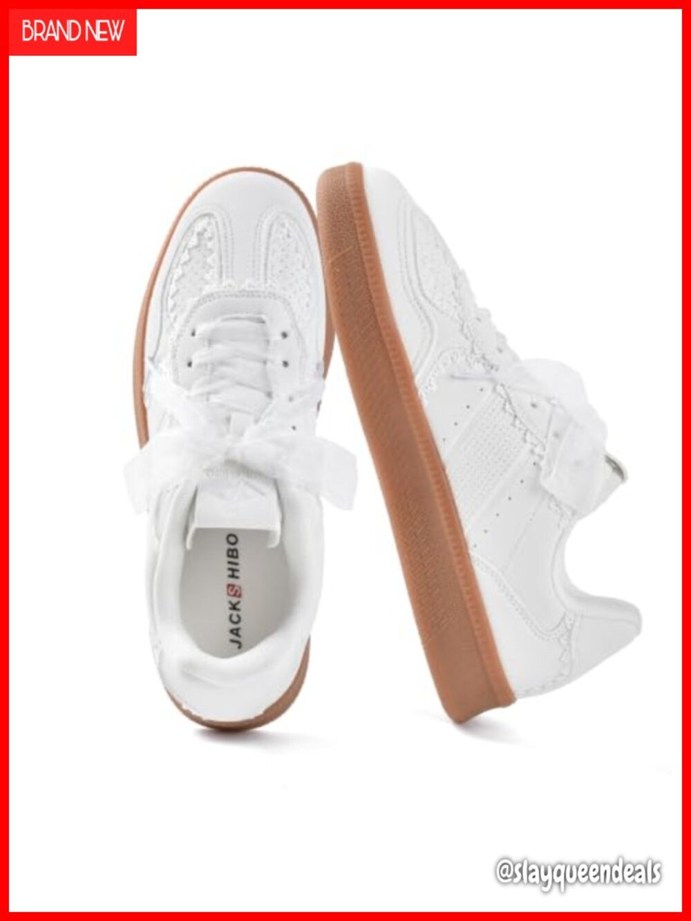 Women's Lace Ribbon Sneakers Memory Foam Arch Support Walking Tennis Shoes